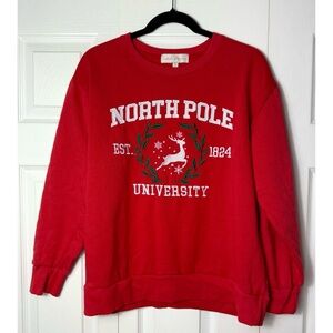 State of Mine Red North Pole University Holiday Christmas Sweatshirt Small